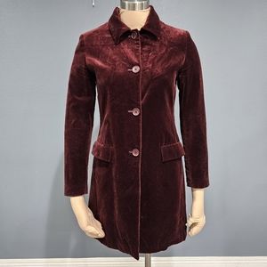 Vintage GAP Women Velvet Burgundy Coat Size 2